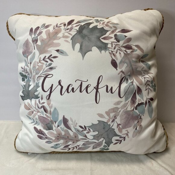 Nicole Miller Home Decorative Throw Pillow 18"x18" Grateful Floral Wreath Print - Picture 1 of 5